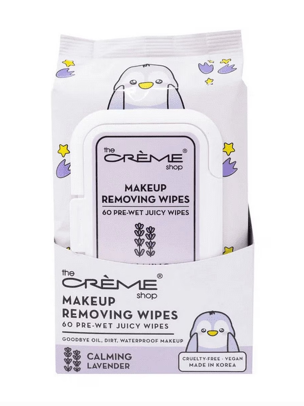 The Crème Shop Calming Lavender Makeup Removing Wipes - 60 Wipes